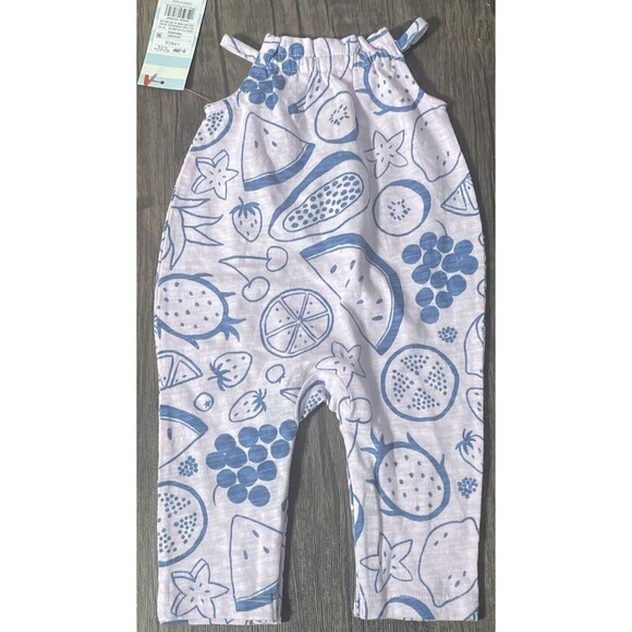 Cat & Jack Baby Girls Romper Pink Blue Assorted Fruits Sleeveless Newborn Size - Picture 8 of 8
